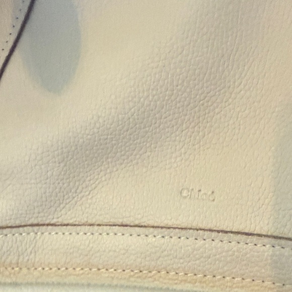 Pre owned Chloe Partay medium Pebbled leather shoulder bag in cream. - Picture 2 of 16